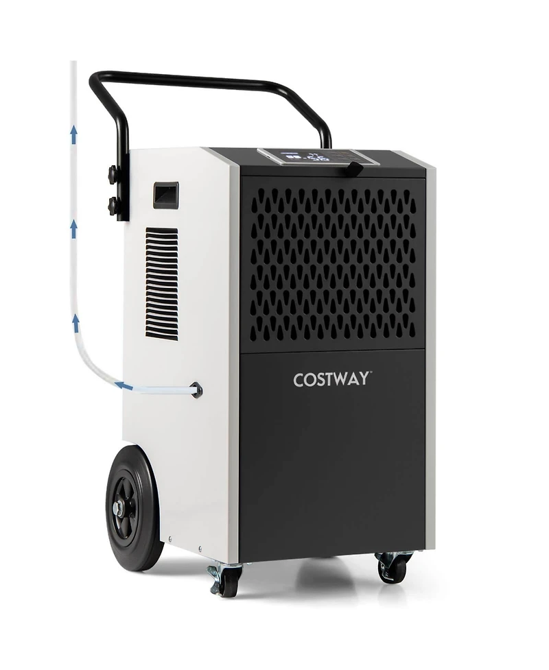Costway 154 Pints Commercial Dehumidifier With Pump Drain Hoses For Basements Job Sites
