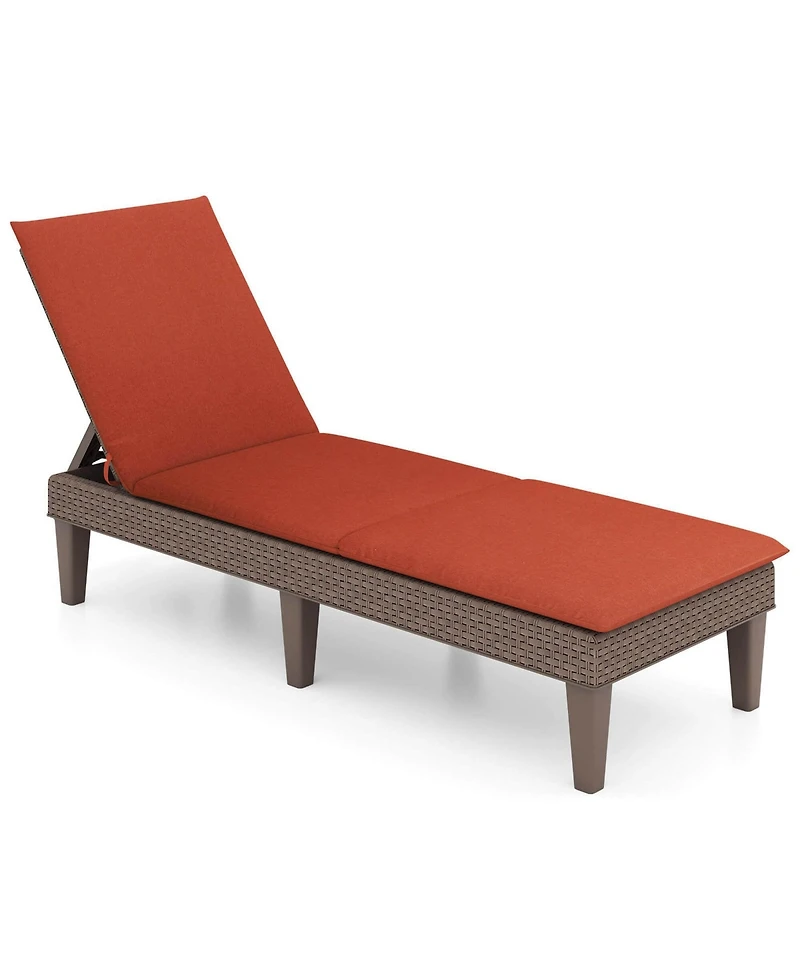 Patio Lounge Chair Recliner Chair with 3-Position Adjustable Backrest & Cushion