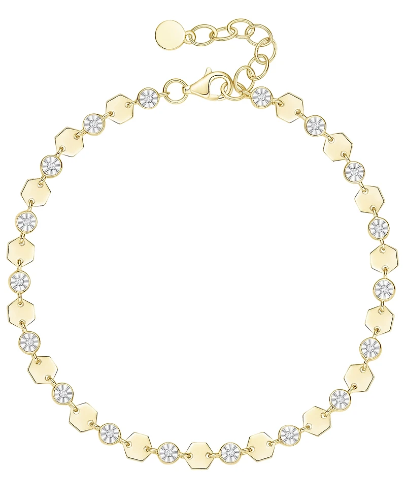 Macy's Diamond Luna Bracelet (1/10 ct. t.w.) Sterling Silver, 14K Gold or Rose over Silver