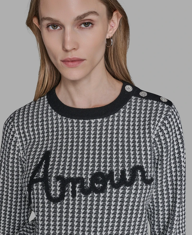 Karl Lagerfeld Paris Women's Amour Script Crewneck Sweater