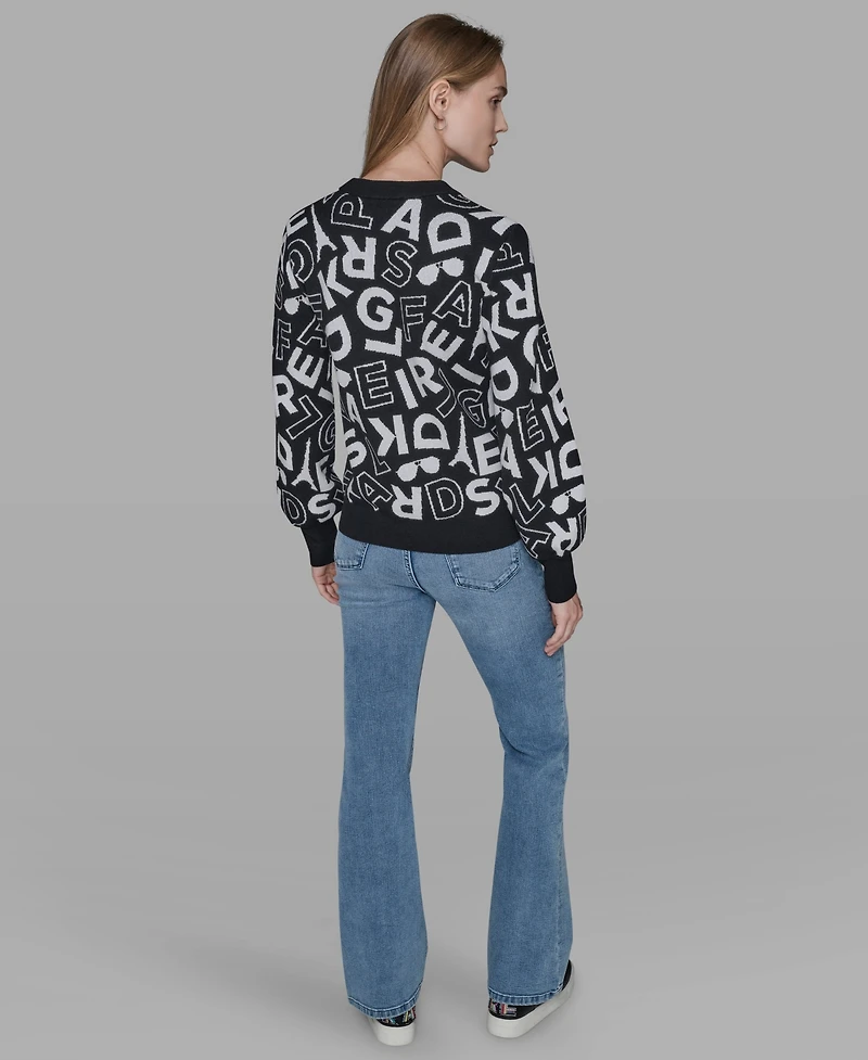 Karl Lagerfeld Paris Women's Printed Long Sleeve Sweater