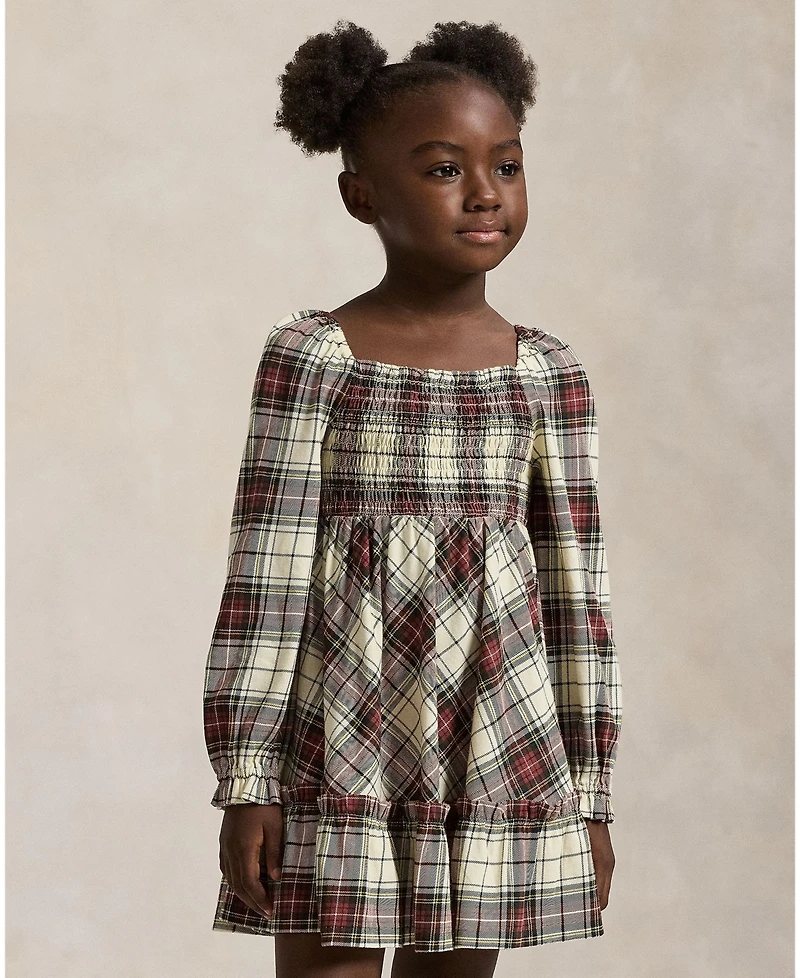 Polo Ralph Lauren Girls 2T-6X Plaid Pattern Ruffled Dress