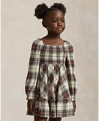 Polo Ralph Lauren Girls 2T-6X Plaid Pattern Ruffled Dress