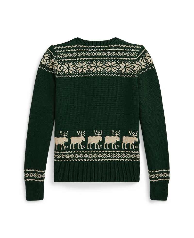 Polo Ralph Lauren Girls 7-16 Long Sleeves Fair Isle Reindeer Cardigan