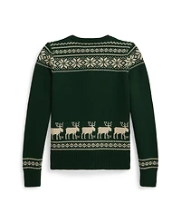 Polo Ralph Lauren Girls 7-16 Long Sleeves Fair Isle Reindeer Cardigan