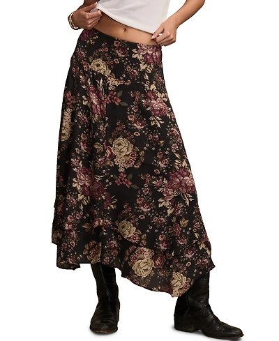 Lucky Brand Women's Floral Drop Waist Midi Skirt