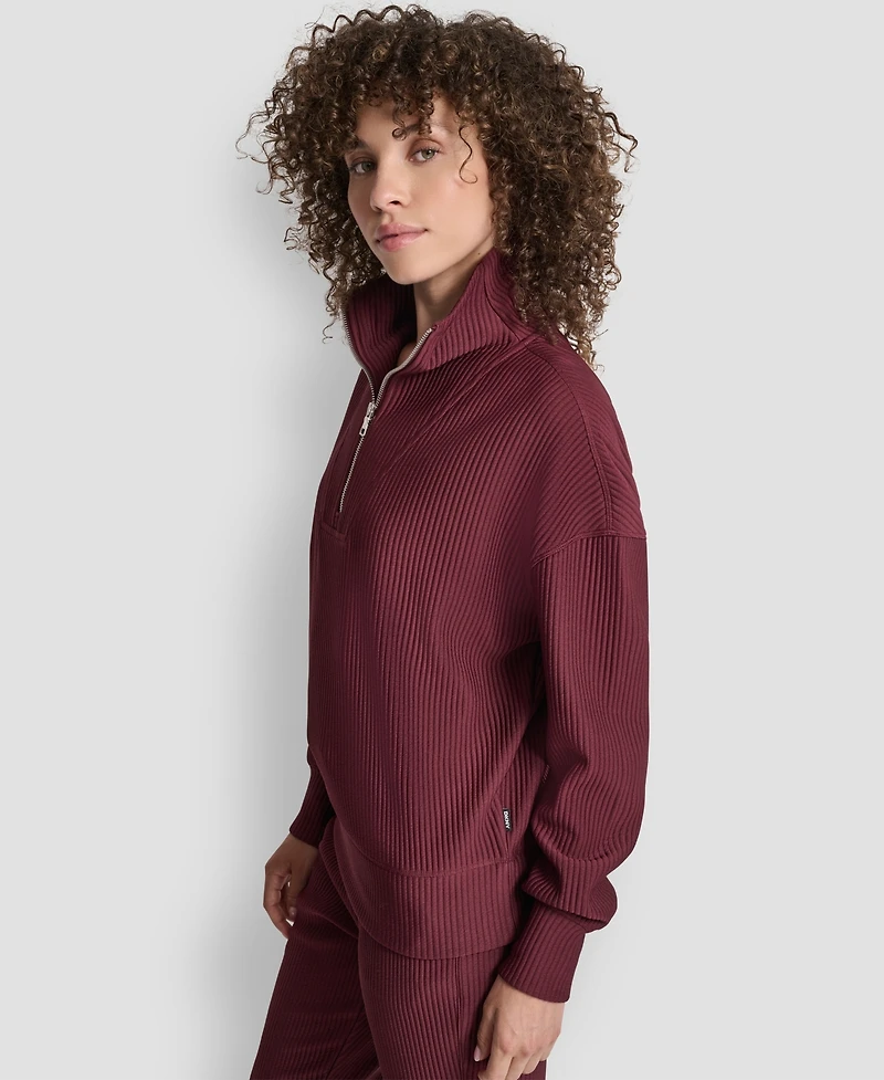 Dkny Women's Tech Ottoman Half-Zip Mock Neck Sweatshirt