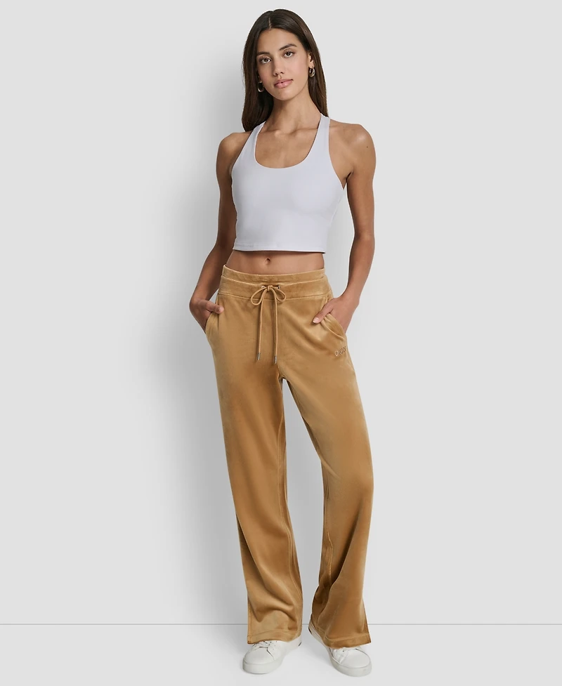 Dkny Women's Hd Embroidery Logo Slit Track Pants