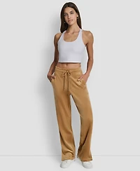 Dkny Women's Hd Embroidery Logo Slit Track Pants
