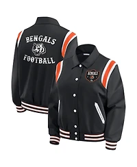 Wear by Erin Andrews Women's Black Cincinnati Bengals Varsity Lightweight Full-Snap Jacket