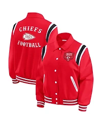 Wear by Erin Andrews Women's Red Kansas City Chiefs Varsity Lightweight Full-Snap Jacket