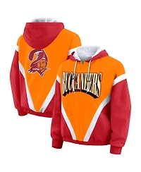 Wear by Erin Andrews Women's Orange/Red Tampa Bay Buccaneers Retro Crinkle Full-Zip Hoodie Windbreaker Jacket