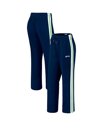 Wear by Erin Andrews Women's College Navy Seattle Seahawks Color Block Straight Leg Pants