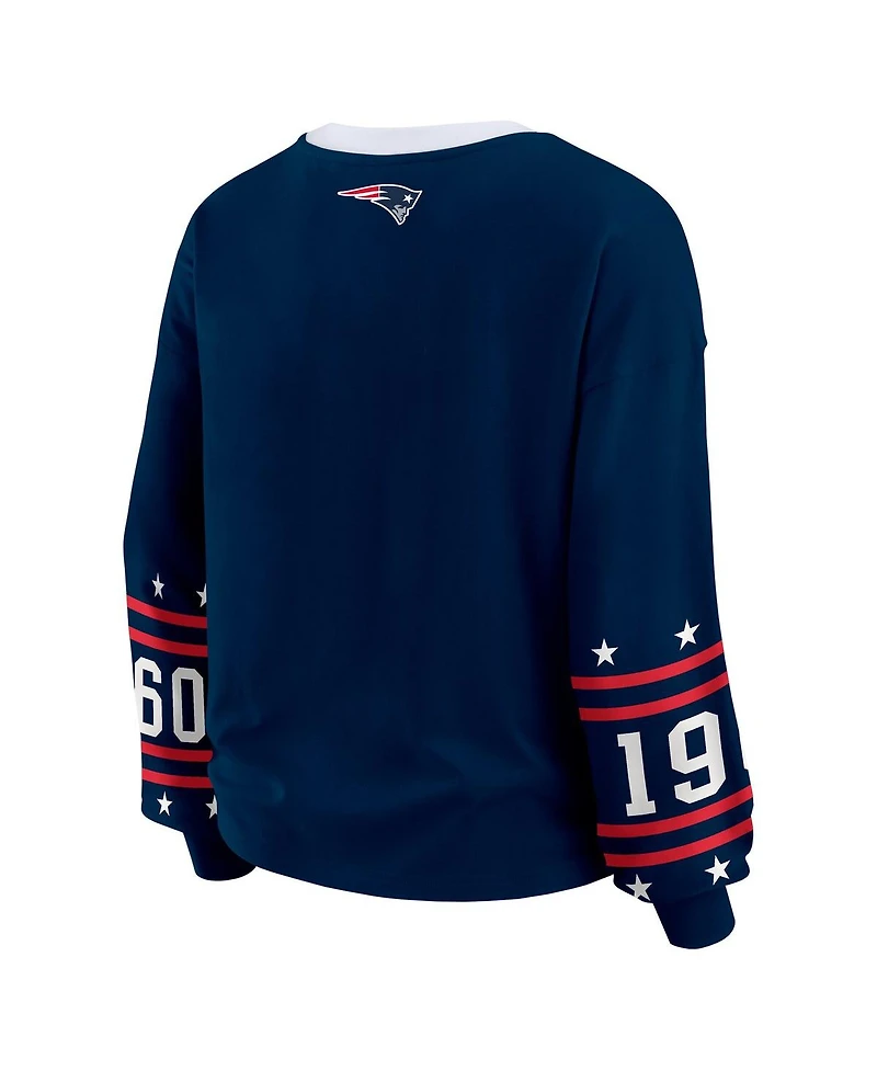 Wear by Erin Andrews Women's Navy New England Patriots Sport Long-Sleeve T-Shirt
