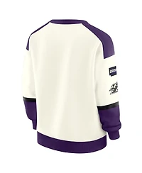 Wear by Erin Andrews Women's Cream Baltimore Ravens Racing Crew V-Neck Sweatshirt