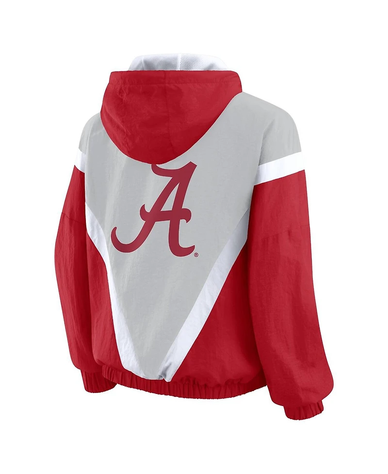 Wear by Erin Andrews Women'sCrimson/Gray Alabama Crimson Tide Color Block Full-Zip Hoodie Windbreaker Jacket