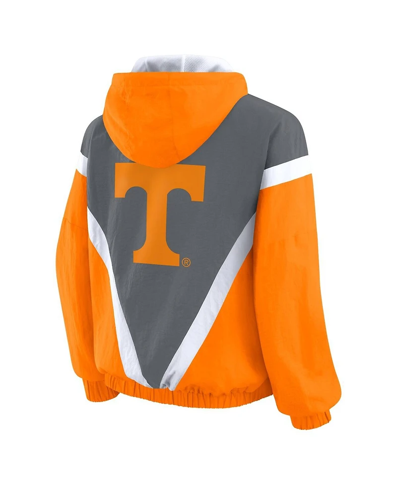 Wear by Erin Andrews Women'sTennessee Orange/Gray Tennessee Volunteers Color Block Full-Zip Hoodie Windbreaker Jacket
