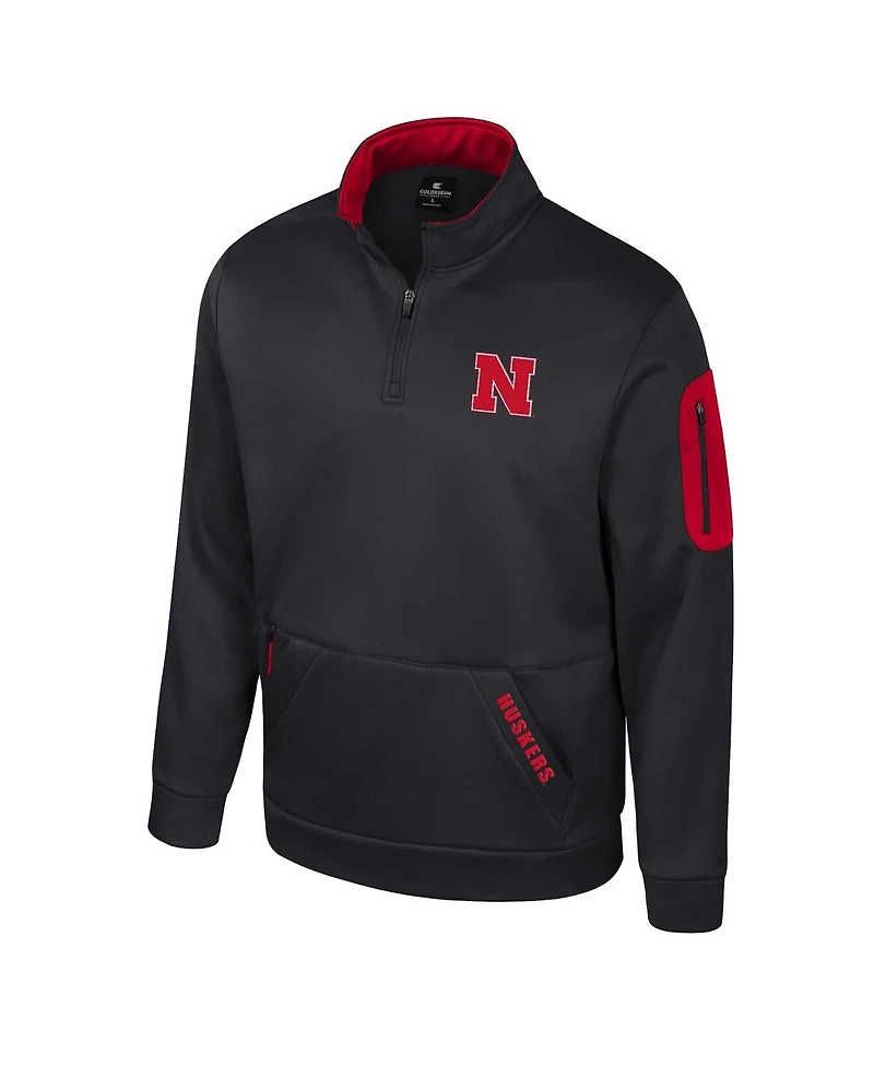Colosseum Men's Black Nebraska Huskers Mainframe Quarter-Zip Fleece Jacket