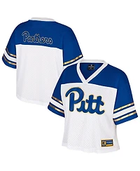 Colosseum Women's White Pitt Panthers Treasure Cropped Football Jersey