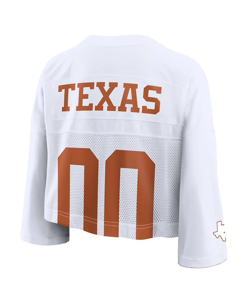 Nike Women'sWhite Texas Longhorns Cropped Mesh Dri-fit Fashion Jersey