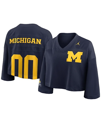 Jordan Women'sNavy Michigan Wolverines Cropped Mesh Dri-fit Fashion Jersey