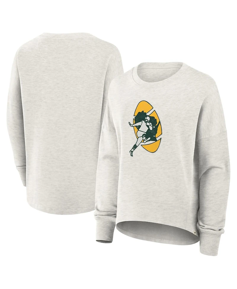 Fanatics Women's Heather Gray Green Bay Packers Oversized Hometown Pullover Sweatshirt
