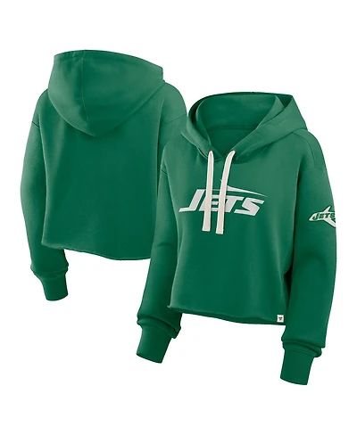Fanatics Women's Kelly Green New York Jets Oversized Hometown Heritage Cropped Hoodie