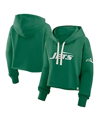 Fanatics Women's Kelly Green New York Jets Oversized Hometown Heritage Cropped Hoodie