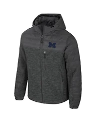 Colosseum Men's Charcoal Michigan Wolverines Nightman Full-Zip Hoodie Puffer Jacket
