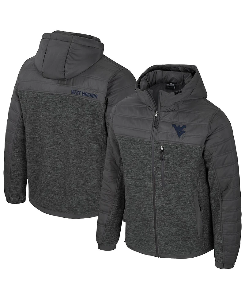 Colosseum Men's Charcoal West Virginia Mountaineers Nightman Full-Zip Hoodie Puffer Jacket