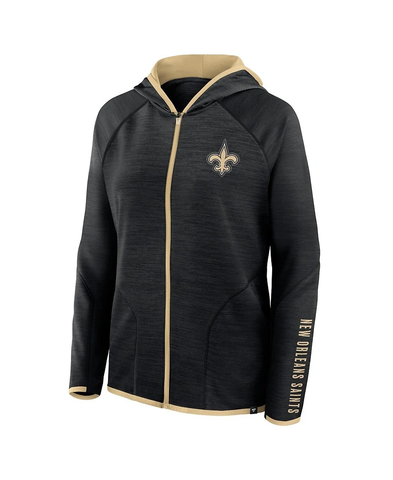 Fanatics Women's Black New Orleans Saints Redzone End Around Pass Raglan Full-Zip Hoodie