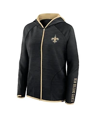 Fanatics Women's Black New Orleans Saints Redzone End Around Pass Raglan Full-Zip Hoodie