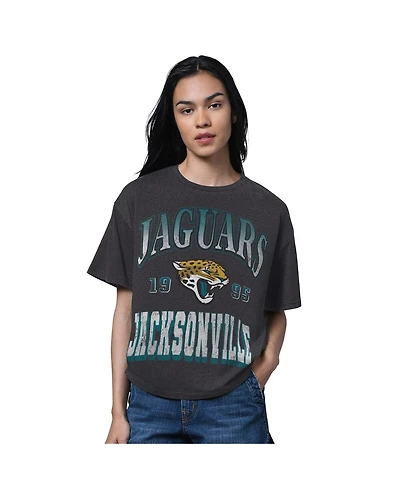 Starter Women's Heather Black Jacksonville Jaguars Oversized Hall of Fame T-Shirt