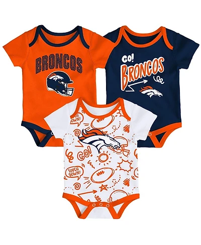 Outerstuff Baby Boys and Girls 3-Piece Denver Broncos All Day Play Bodysuit Set