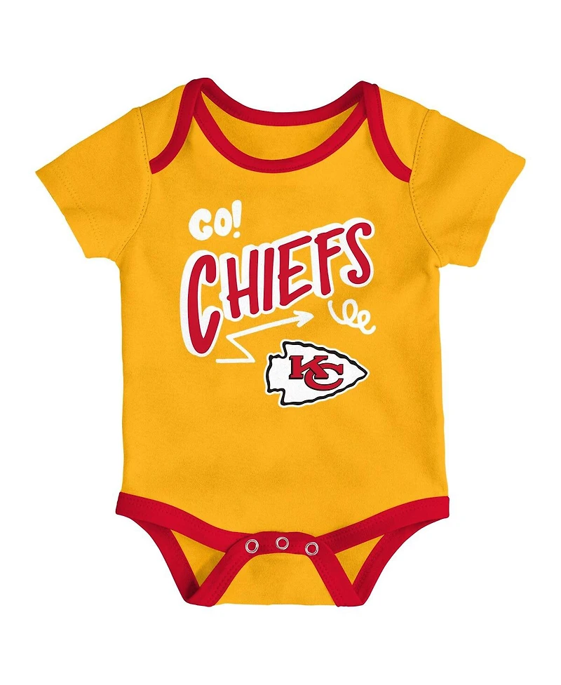 Outerstuff Baby Boys and Girls 3-Piece Kansas City Chiefs All Day Play Bodysuit Set