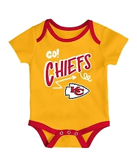 Outerstuff Baby Boys and Girls 3-Piece Kansas City Chiefs All Day Play Bodysuit Set