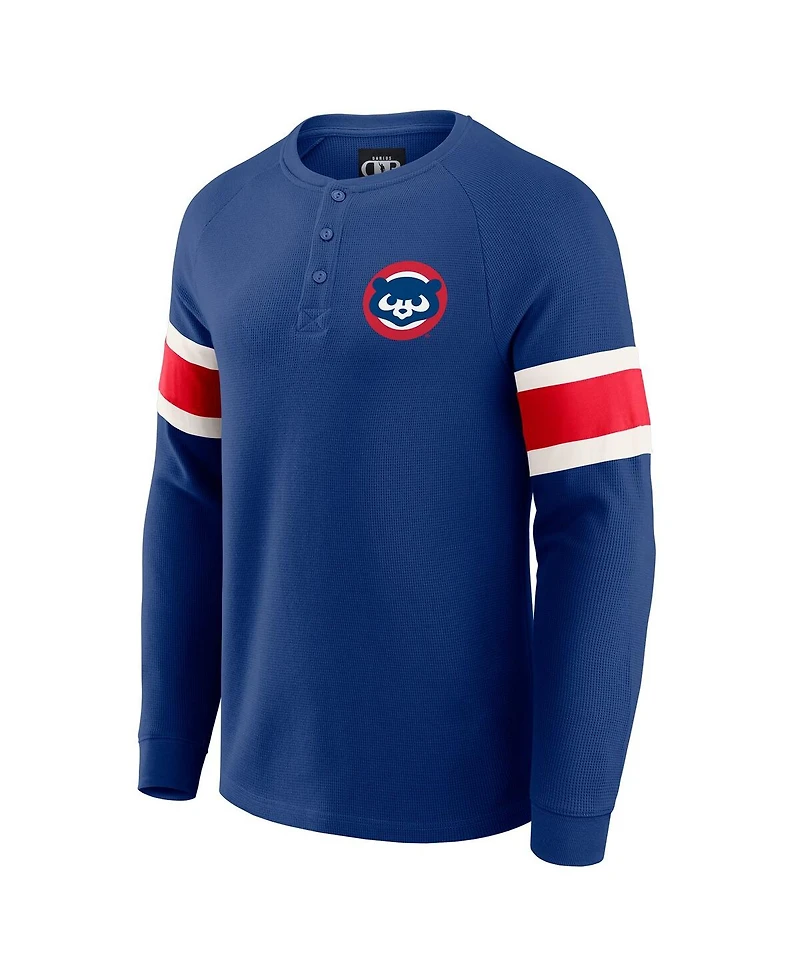Fanatics Men's Darius Rucker Collection by Royal Chicago Cubs Waffle-Knit Raglan Long Sleeve Henley T-Shirt