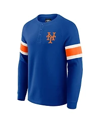 Fanatics Men's Darius Rucker Collection by Royal New York Mets Waffle-Knit Raglan Long Sleeve Henley T-Shirt