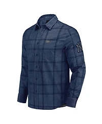 Fanatics Men's Darius Rucker Collection by Navy New York Yankees Thin Wale Corduroy Plaid Button Up Shirt