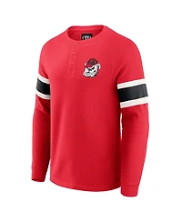 Fanatics Men's Darius Rucker Collection by Red Georgia Bulldogs Waffle-Knit Raglan Long Sleeve Henley T-Shirt