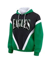 Wear by Erin Andrews Women's Kelly Green/Black Philadelphia Eagles Plus Retro Crinkle Full-Zip Windbreaker Jacket
