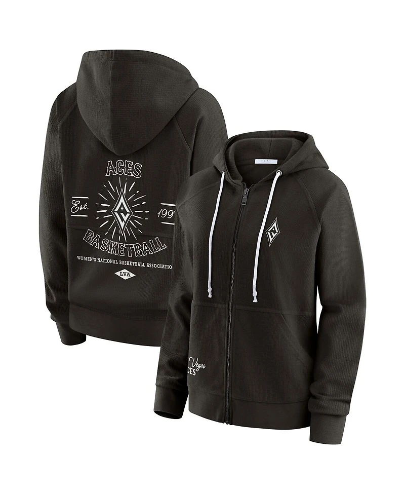 Wear by Erin Andrews Women'sBlack Las Vegas Aces Vintage Full-Zip Raglan Hoodie
