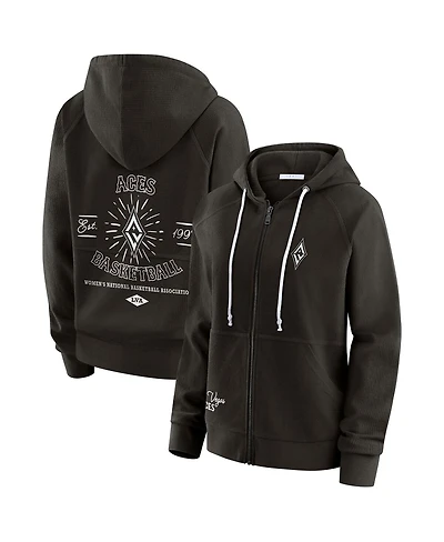 Wear by Erin Andrews Women'sBlack Las Vegas Aces Vintage Full-Zip Raglan Hoodie