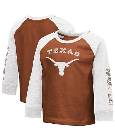 Colosseum ToddlerTexas Orange Texas Longhorns Two-Hit Raglan Long Sleeve T-Shirt
