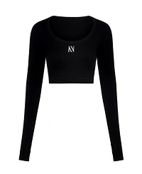 Nocturne Women's Boat Neck Knit Crop Top