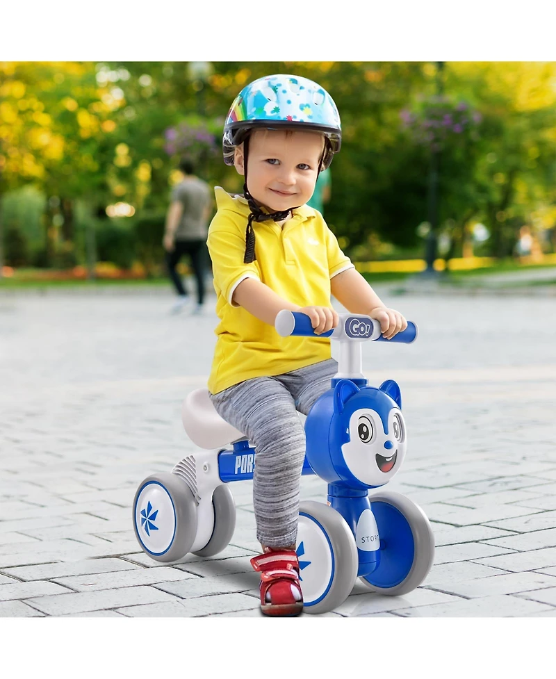 Gymax Baby Balance Bike Ride on Toys w/ Silent Wheels & Pu Seat Linked Rotating Eyes