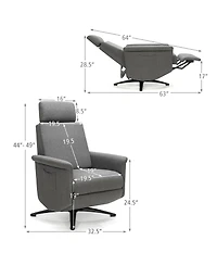 Gymax Massage Recliner Chair Swivel Single Sofa Lounge w/Adjustable Headrest