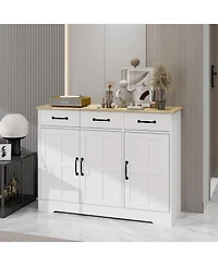 Lovmor Farmhouse Sideboard Buffet with 3 Drawers and 3 Doors