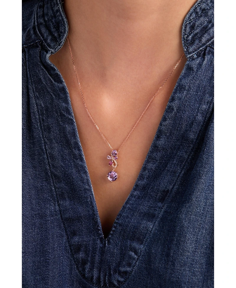 Le Vian Multi-Gemstone (2-1/3 ct. t.w.) & Nude Diamond (1/10 ct. t.w.) Swirl Pendant Necklace in 14k Rose Gold, 17" + 2" extender