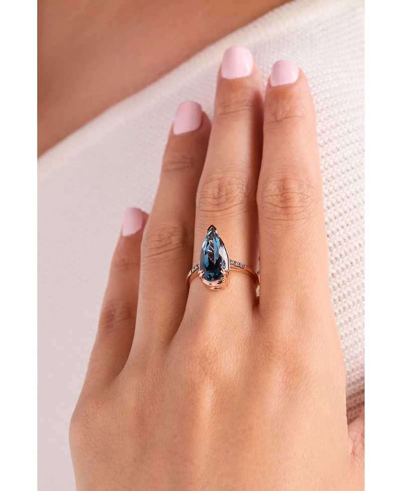 Le Vian Chocolatier Deep Sea Blue Topaz (3-1/2 ct. t.w.) & Chocolate Diamond (1/20 ct. t.w.) Ring in 14k Rose Gold